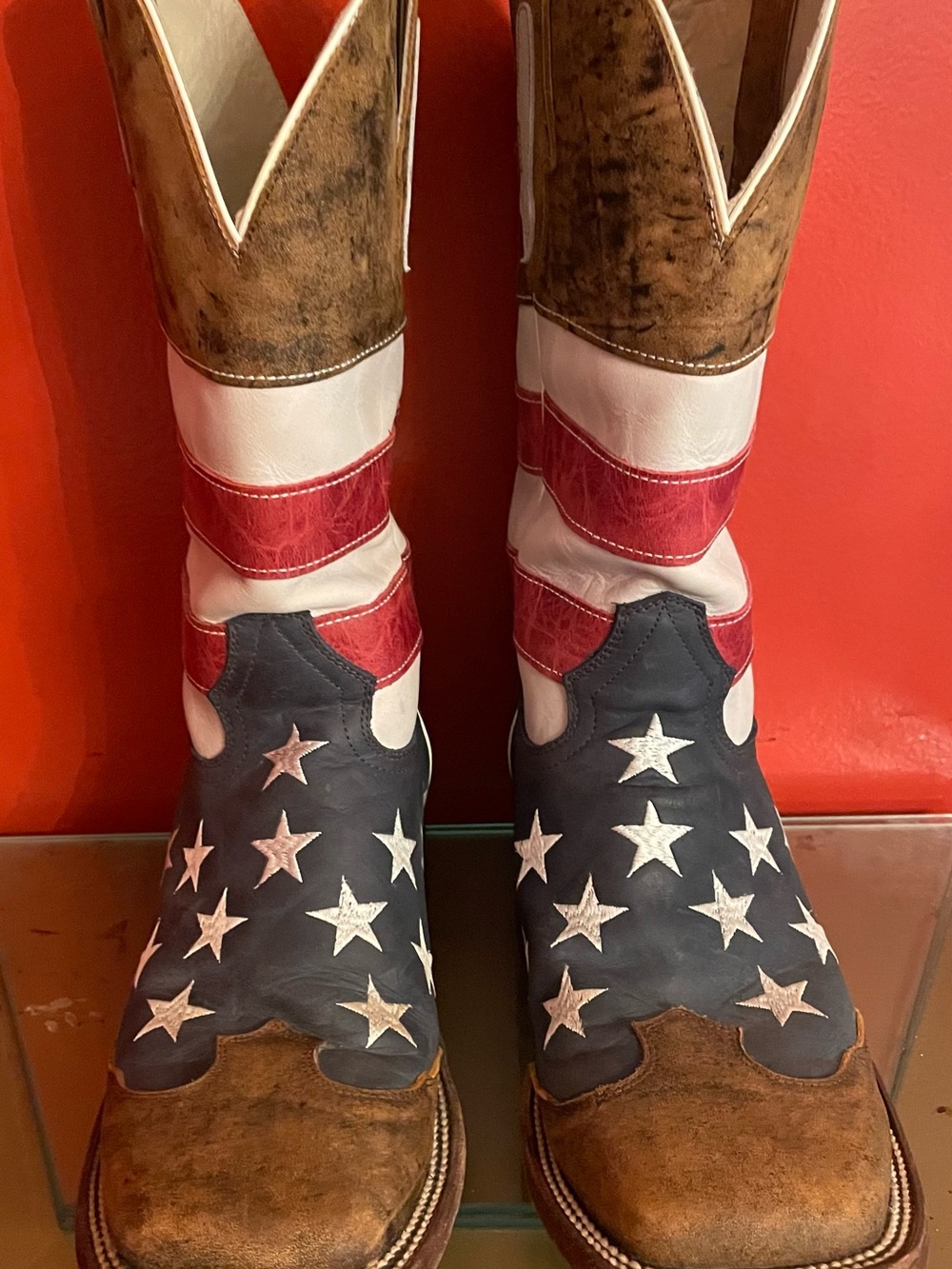 J.B. Dillon Men's Patriotic Star Western Boots - Red White Blue Size 8 1/2 EE